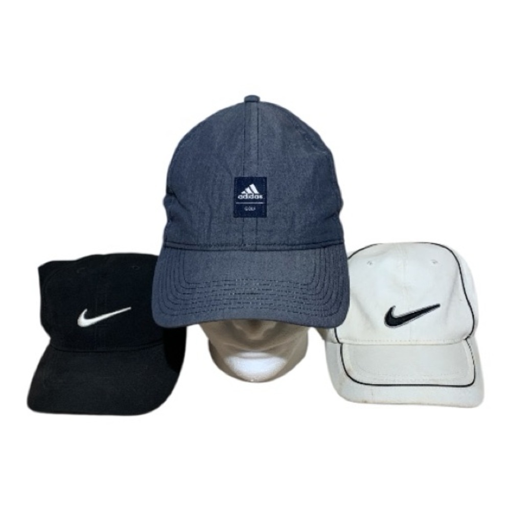 (033) Adidas and Nike Men's Golf Cap Set of (3)